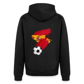 Spain Football Flag - Unisex Premium Organic Zip Hoodie - black - Back - Nico (187cm)
