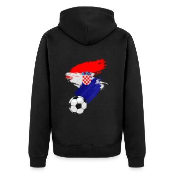 Croatia Football Flag - Unisex Premium Organic Zip Hoodie - black - Back - Nico (187cm)