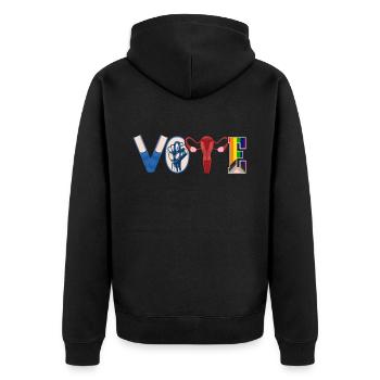 Voting Books Faustier Ovaries Lgtbq - Unisex Premium Organic Zip Hoodie - black - Back - Nico (187cm)