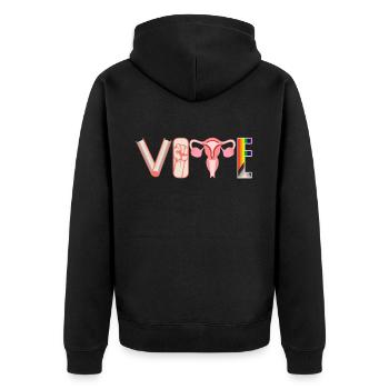 Voting Books Faustier Ovaries Lgtbq - Unisex Premium Organic Zip Hoodie - black - Back - Nico (187cm)