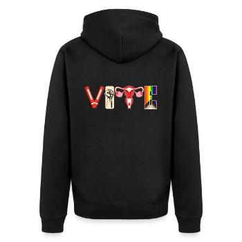 Voting Books Faustier Ovaries Lgtbq - Unisex Premium Organic Zip Hoodie - black - Back - Nico (187cm)