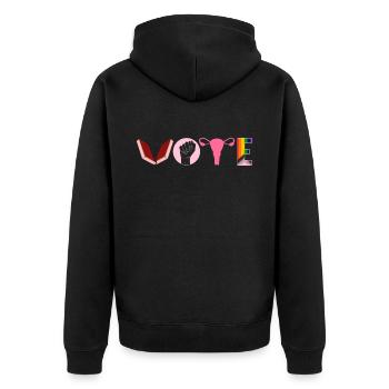Voting Books Faustier Ovaries Lgtbq - Unisex Premium Organic Zip Hoodie - black - Back - Nico (187cm)