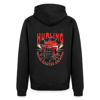 Le hurling là où se font les légendes - Veste à capuche bio Premium Unisexe - noir - Dos - Nico (187cm)