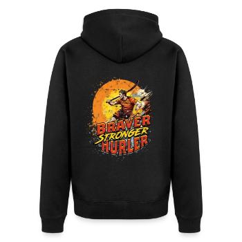 Hurling Braver Hurler plus fort - Veste à capuche bio Premium Unisexe - noir - Dos - Nico (187cm)