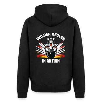 Wild Bowler en action Skittles Bowling Club Design - Veste à capuche bio Premium Unisexe - noir - Dos - Nico (187cm)