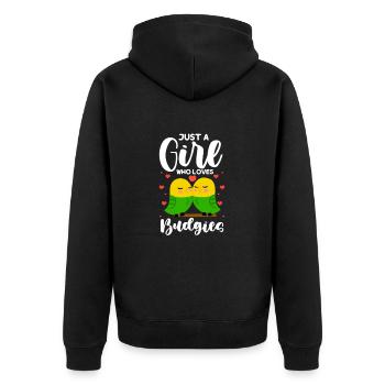 Wellensittich Vogel Haustier Sittich Geschenk - Unisex Premium Bio Zip Hoodie - Schwarz - Hinten - Nico (187cm)