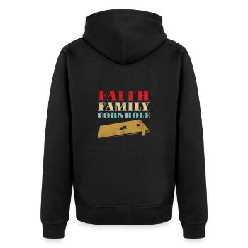 Cornhole - Unisex Premium Bio Zip Hoodie - Schwarz - Hinten - Nico (187cm)