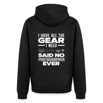 Photographer Equipment - Unisex Premium Organic Zip Hoodie - black - Back - Nico (187cm)