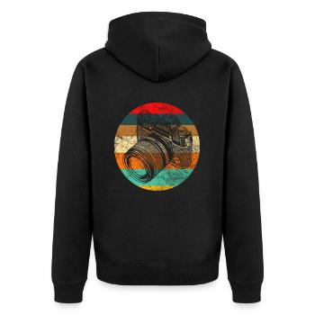 Retro Photographer - Unisex Premium Organic Zip Hoodie - black - Back - Nico (187cm)