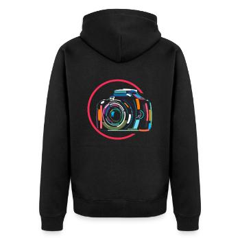 Photograph - Unisex Premium Bio Zip Hoodie - Schwarz - Hinten - Nico (187cm)