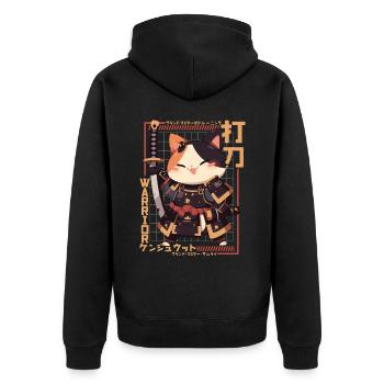 Samurai Cat Kawaii Japanese Ninja Cat - Unisex Premium Organic Zip Hoodie - black - Back - Nico (187cm)