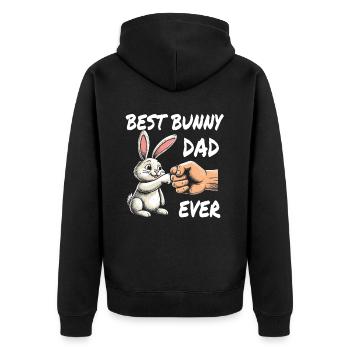 Best Bunny Dad Ever - Unisex Premium Bio Zip Hoodie - Schwarz - Hinten - Nico (187cm)