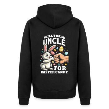 Will Trade Uncle For Easter Candy - Unisex Premium Organic Zip Hoodie - black - Back - Nico (187cm)