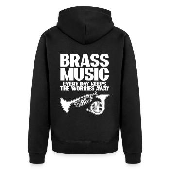 French Horn Trumpet Brass Music - Unisex Premium Organic Zip Hoodie - black - Back - Nico (187cm)