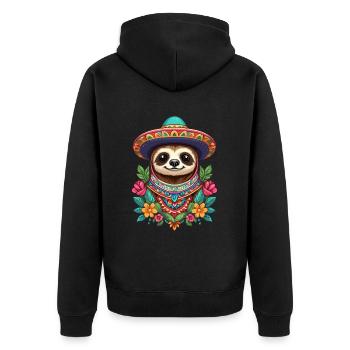 Sloth Sugar Skull Mexico Aesthetic Design - Unisex Premium Organic Zip Hoodie - black - Back - Nico (187cm)