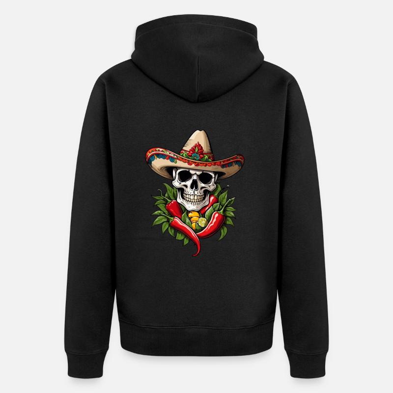 Crâne Chili Style Esthétique Mexicain - Veste à capuche bio Premium Unisexe - noir