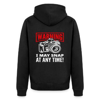 Photographe Avertissement au photographe - Veste à capuche bio Premium Unisexe - noir - Dos - Nico (187cm)