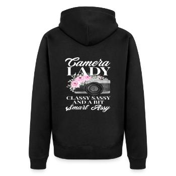 Photographer Woman - Unisex Premium Organic Zip Hoodie - black - Back - Nico (187cm)