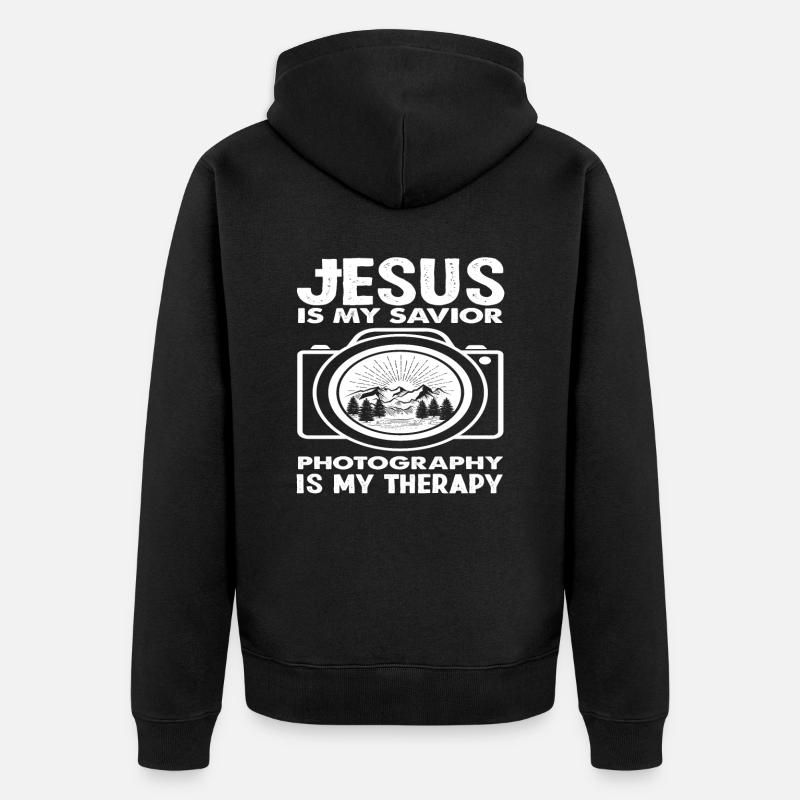 Photographe Jésus - Veste à capuche bio Premium Unisexe - noir