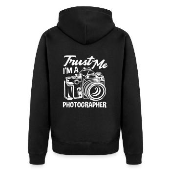 Croyez-moi, je suis photographe, photographe - Veste à capuche bio Premium Unisexe - noir - Dos - Nico (187cm)