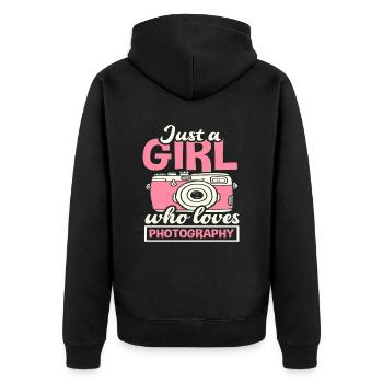 Photographer Girl Woman - Unisex Premium Organic Zip Hoodie - black - Back - Nico (187cm)