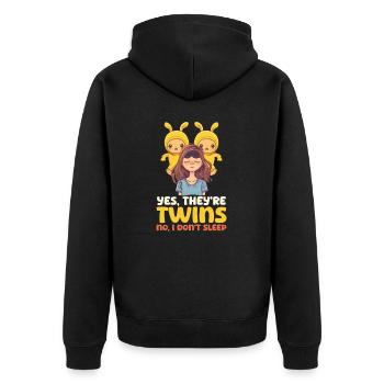Maman jumelle Oui, ce sont des jumelles. Non, je ne dors pas. - Veste à capuche bio Premium Unisexe - noir - Dos - Nico (187cm)