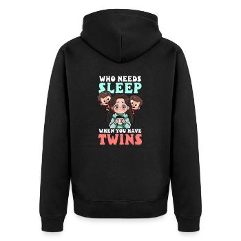 Maman jumelle qui a besoin de dormir quand on a des jumeaux ? - Veste à capuche bio Premium Unisexe - noir - Dos - Nico (187cm)