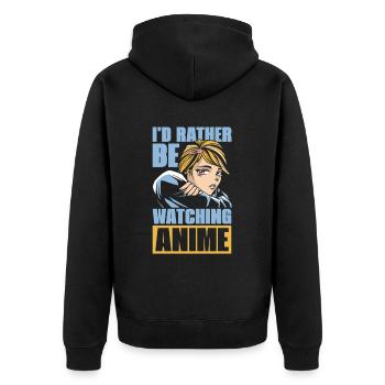 Anime Manga - Unisex Premium Bio Zip Hoodie - Schwarz - Hinten - Nico (187cm)