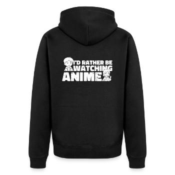 Anime Manga - Unisex Premium Bio Zip Hoodie - Schwarz - Hinten - Nico (187cm)