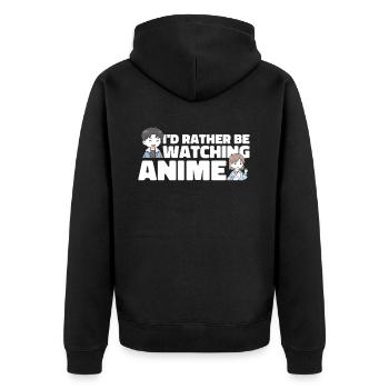 Anime Manga - Unisex Premium Bio Zip Hoodie - Schwarz - Hinten - Nico (187cm)