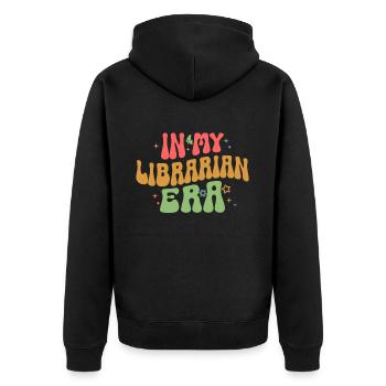 Groovy Reading Librarian Funny Library - Unisex Premium Organic Zip Hoodie - black - Back - Nico (187cm)