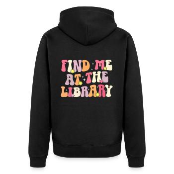 Groovy Reading Librarian Funny Library - Unisex Premium Organic Zip Hoodie - black - Back - Nico (187cm)