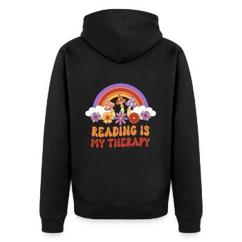Groovy Reading Librarian Funny Library - Unisex Premium Organic Zip Hoodie - black - Back - Nico (187cm)