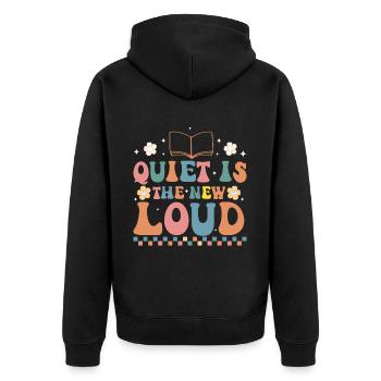 Groovy Reading Librarian Funny Library - Unisex Premium Organic Zip Hoodie - black - Back - Nico (187cm)