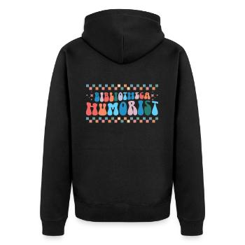 Groovy Reading Librarian Funny Library - Unisex Premium Organic Zip Hoodie - black - Back - Nico (187cm)