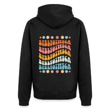 Groovy Reading Librarian Funny Library - Unisex Premium Organic Zip Hoodie - black - Back - Nico (187cm)
