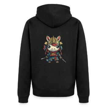 Unicorn Samurai Kawaii Japanese - Unisex Premium Organic Zip Hoodie - black - Back - Nico (187cm)
