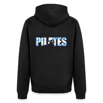 Pilates Instructor Teacher Pilates - Unisex Premium Bio Zip Hoodie - Schwarz - Hinten - Nico (187cm)