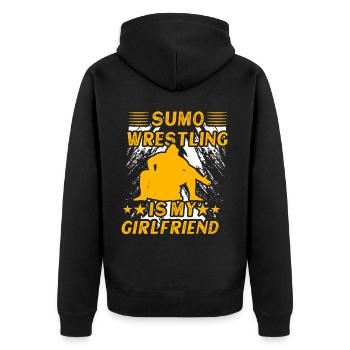 La lutte de sumo est ma petite amie - Veste à capuche bio Premium Unisexe - noir - Dos - Nico (187cm)