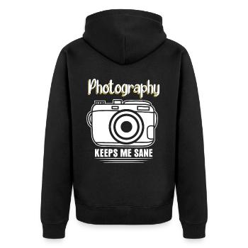 Photo Camera Photography Photographer - Unisex Premium Bio Zip Hoodie - Schwarz - Hinten - Nico (187cm)