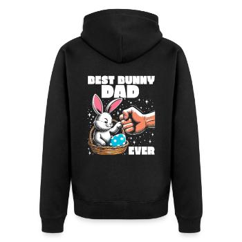 Best Bunny Dad Ever - Unisex Premium Bio Zip Hoodie - Schwarz - Hinten - Nico (187cm)