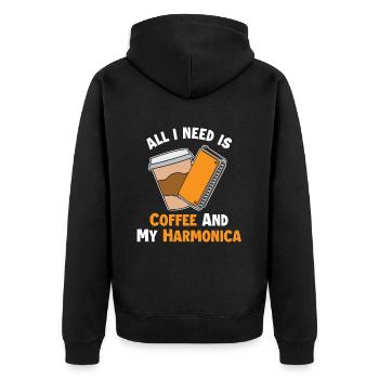 Le café et ma harpe à bouche harmoniciste harmoniciste - Veste à capuche bio Premium Unisexe - noir - Dos - Nico (187cm)