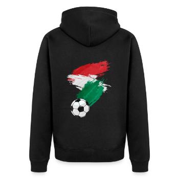 Hungary Football Flag - Unisex Premium Organic Zip Hoodie - black - Back - Nico (187cm)
