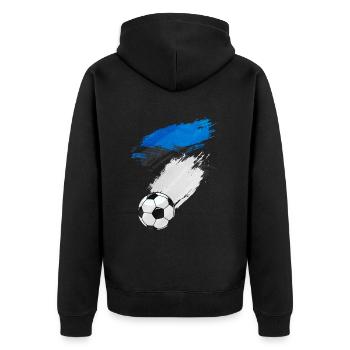 Estonia Football Flag - Unisex Premium Organic Zip Hoodie - black - Back - Nico (187cm)
