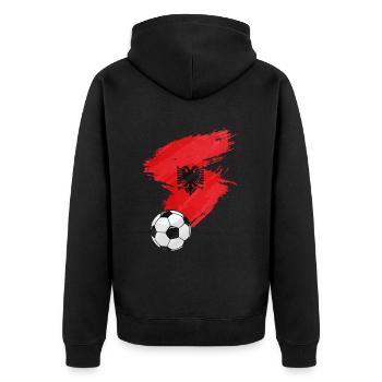 Drapeau de l’Albanie Football - Veste à capuche bio Premium Unisexe - noir - Dos - Nico (187cm)