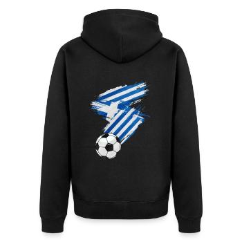Greece Football Flag - Unisex Premium Organic Zip Hoodie - black - Back - Nico (187cm)
