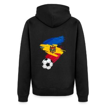Moldawien Fußball Fußball Flagge - Unisex Premium Bio Zip Hoodie - Schwarz - Hinten - Nico (187cm)