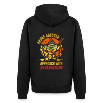 Anime Manga Lustig Ramen Schüssel - Unisex Premium Bio Zip Hoodie - Schwarz - Hinten - Nico (187cm)