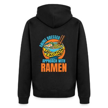 Anime Manga Funny Ramen Bowl - Unisex Premium Organic Zip Hoodie - black - Back - Nico (187cm)