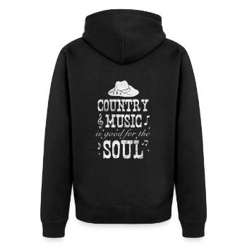Country - Unisex Premium Organic Zip Hoodie - black - Back - Nico (187cm)